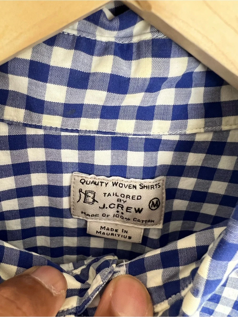 J. Crew Navy and White Gingham Button-Down Shirt